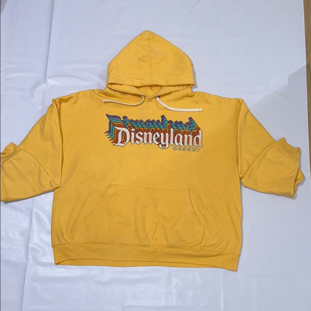 Disneyland Resort Rainbow Retro Banner
Hoodie Yellow Sweater Sz L Oversized
